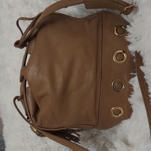 Vintage Pantera Tan/Taupe Leather Bucket Crossbody Shoulder Bag - Picture 1 of 16